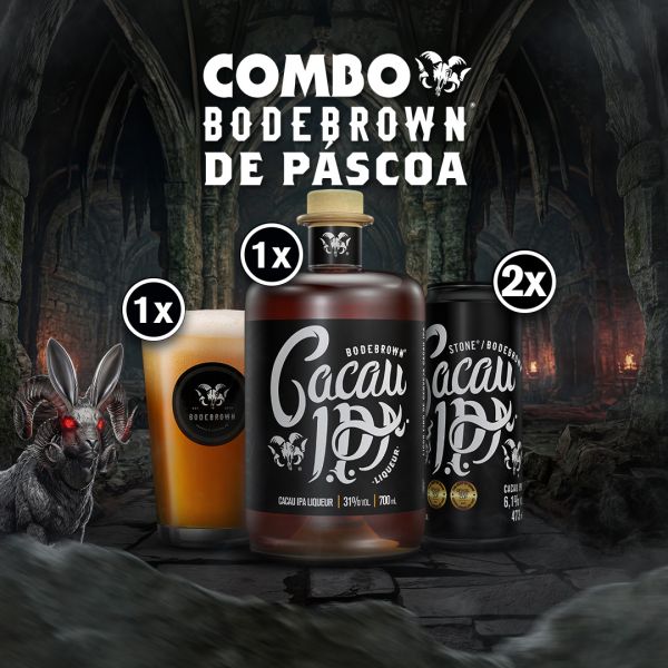 Combo Licor de Cacau IPA + 2 Bodebrown Cacau IPA lata + Copo Gr&aacute;tis