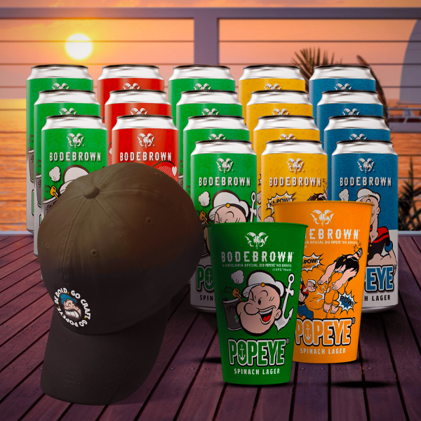 Combo Popeye: 18 Latas + Boné + Copos Grátis