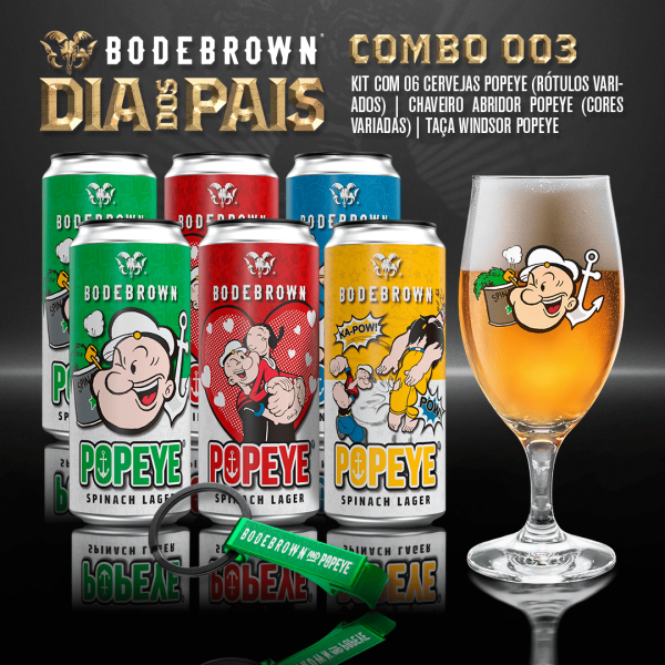 Combo 6 Popeye + Taça Popeye + Chaveiro Grátis