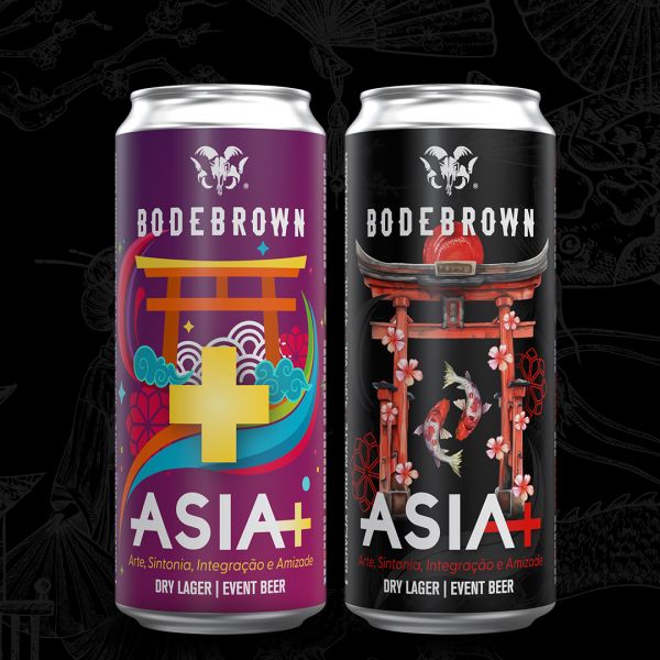 Pack 2 Cervejas Asia+ Dry Lager 473ml - Rótulos Roxo e Preto